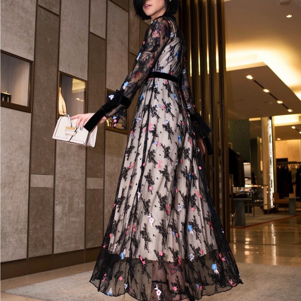 Haute Rogue Black Floral Lace Dress